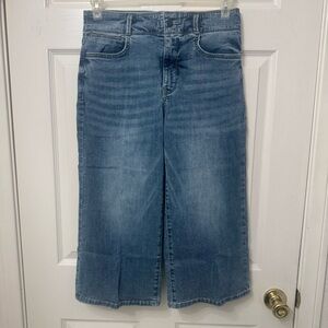 NYDJ Wide-Leg Capri Crop Jeans Blue Denim Size 8 petite High Rise Stretch NWT